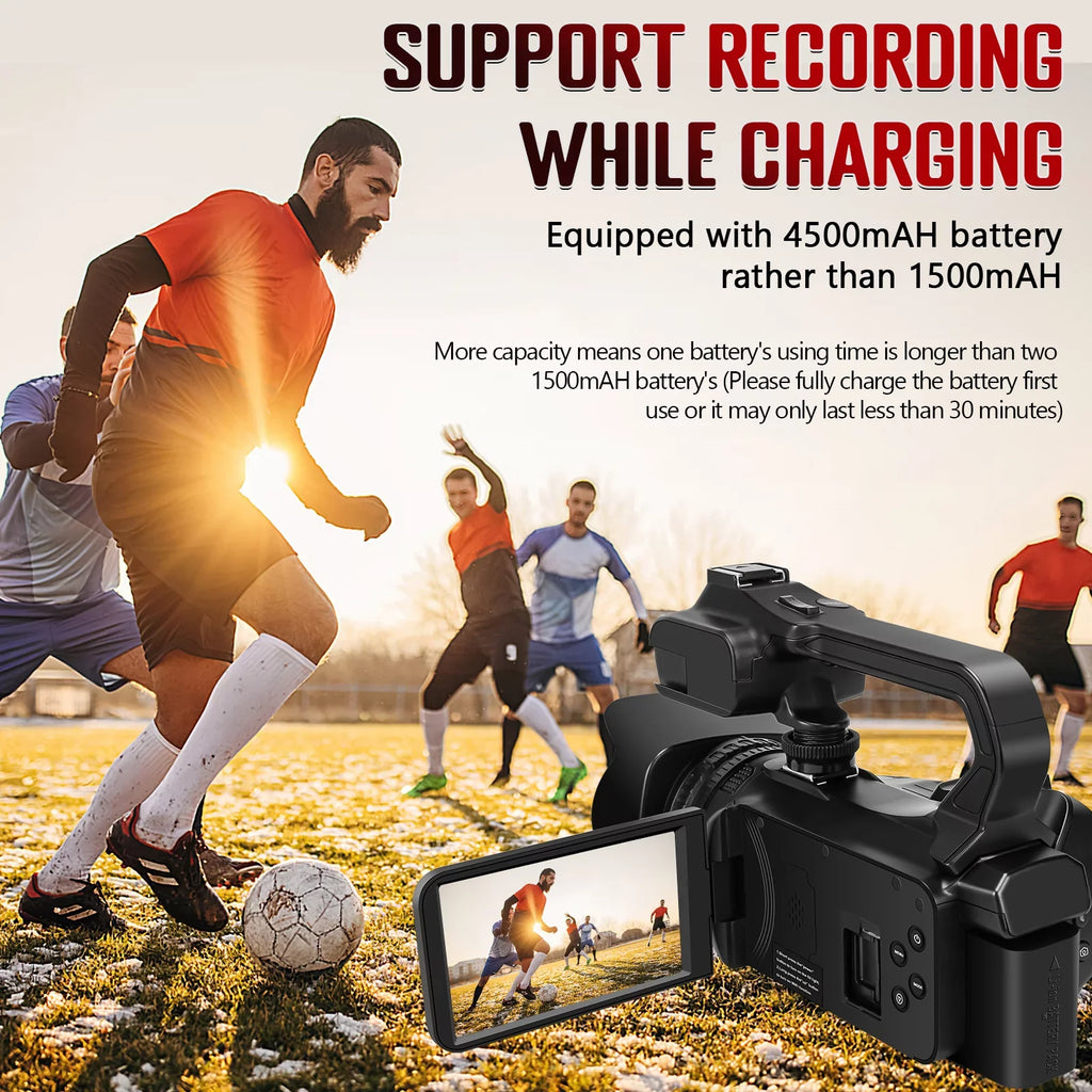 4.0" Camera with Digital Remote 4K Screen Card, Vlogging 60FPS,HD Handhold Camcorder SD Stabilizer, Camera Video 64MP 64G Control Touch Zoom Charger, 18X MARVUE Auto Microphone, Focus