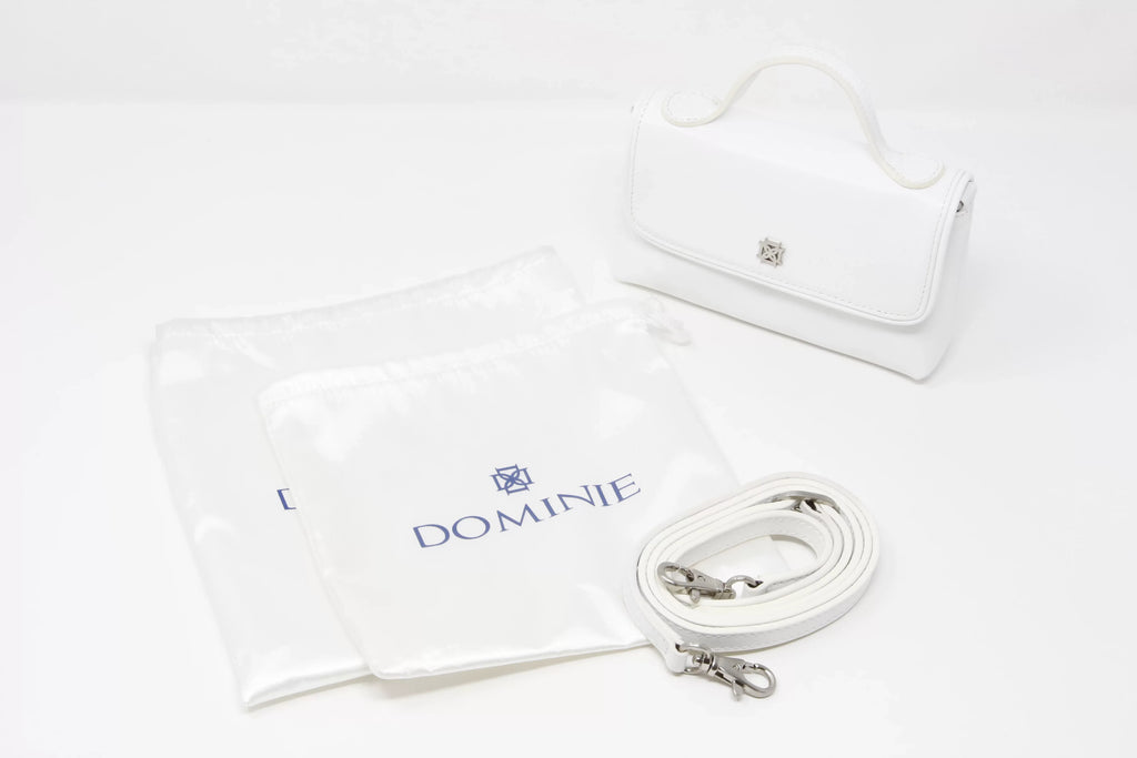 With /Clutch White Shoulder Strap Handbag DOMINIE Leather Removable Purse Audrey Unisex Crossbody