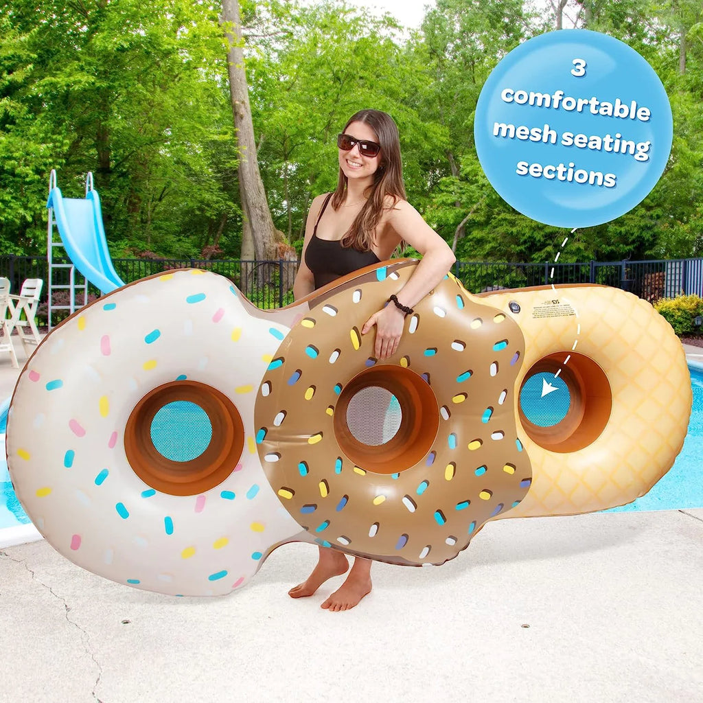 for Sections Perfect Summer Seats Inflatable Long Kids, Aquamazing Ft Cone Mesh Giant Pool Tube Float - People Cream Adults- Ice for Huge 7 - 3 Swimming XL