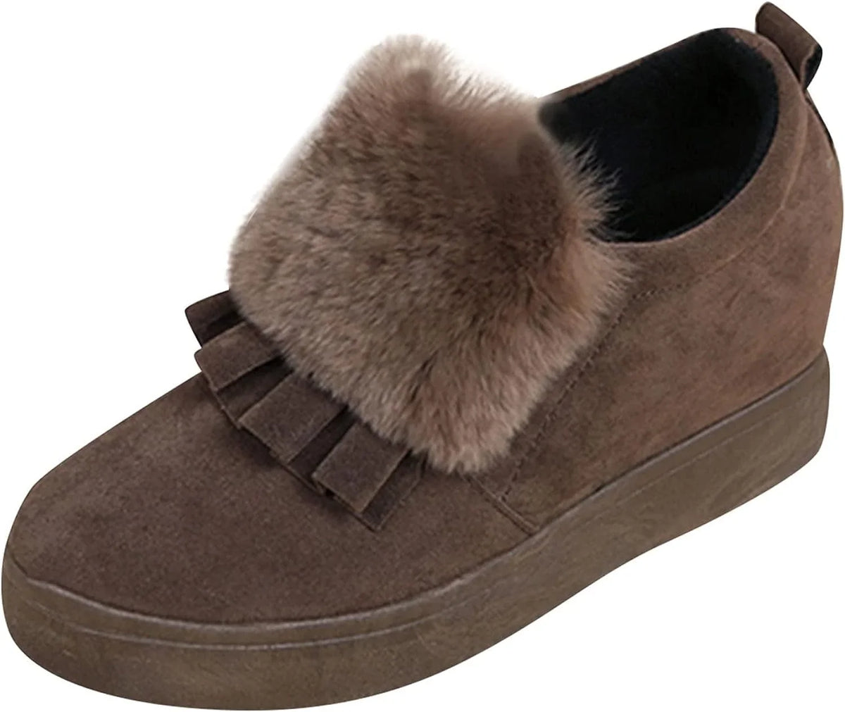 Shoes Winter Ankle Autumn Vintage Boots Furball Wedges Thicksoled Womens Embellished Boots Classic Fashion Cotton