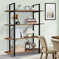Shelves Bookcase Brown 4-Tier Living Shelf, Open Bookshelf, with Tall DIQIN Rustic Room, Bedroom, for Frame, Book Metal Display Office, Home