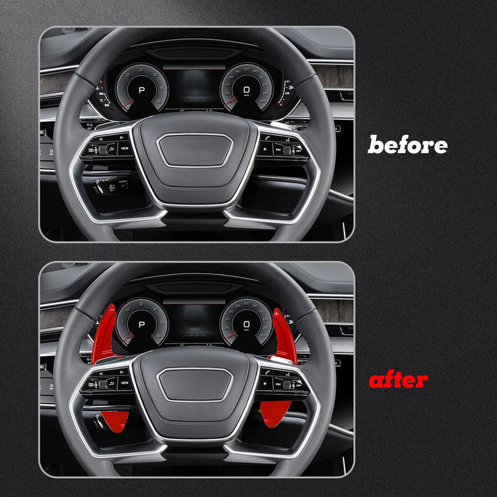 With Wheel Q3 Cover A8 Tech S5 A7 A6 SQ5 RS6 Shifter Q7 A5 S7 Audi (Red) S8 Q5 A3 Compatible Steering Trim, Aluminum RS3 Paddle CNC S6 A4 Xotic S4 Alloy, S3