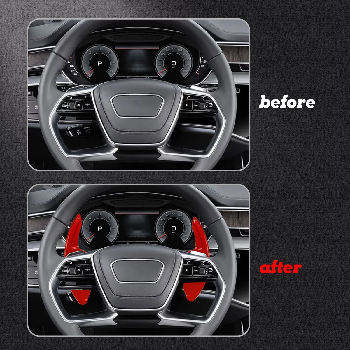 With Wheel Q3 Cover A8 Tech S5 A7 A6 SQ5 RS6 Shifter Q7 A5 S7 Audi (Red) S8 Q5 A3 Compatible Steering Trim, Aluminum RS3 Paddle CNC S6 A4 Xotic S4 Alloy, S3