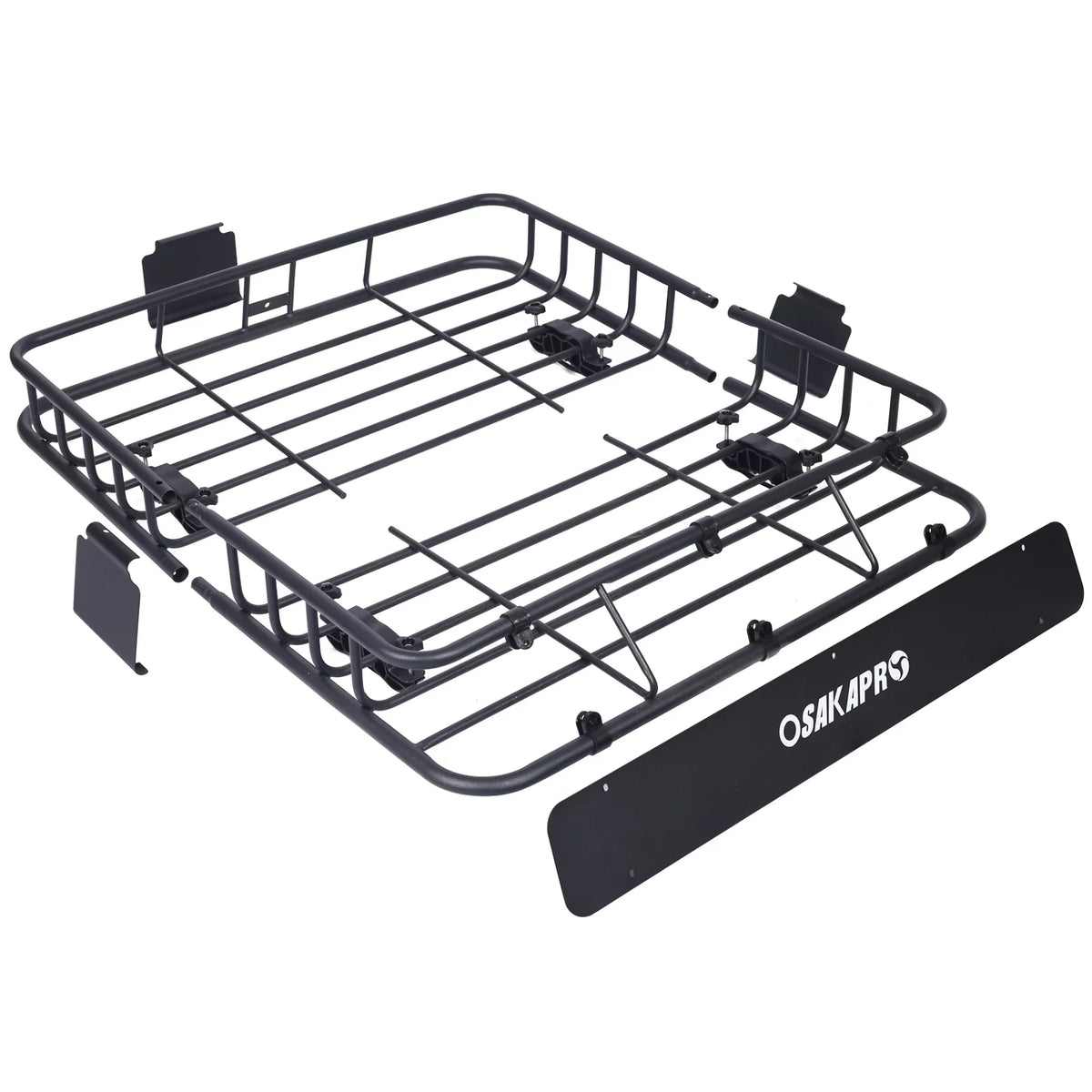 Universal Fit 43" Cargo Top Weatherproof Steel Carrier Rooftop Roof Heavy-Duty Mount - Black Basket Steel Rack