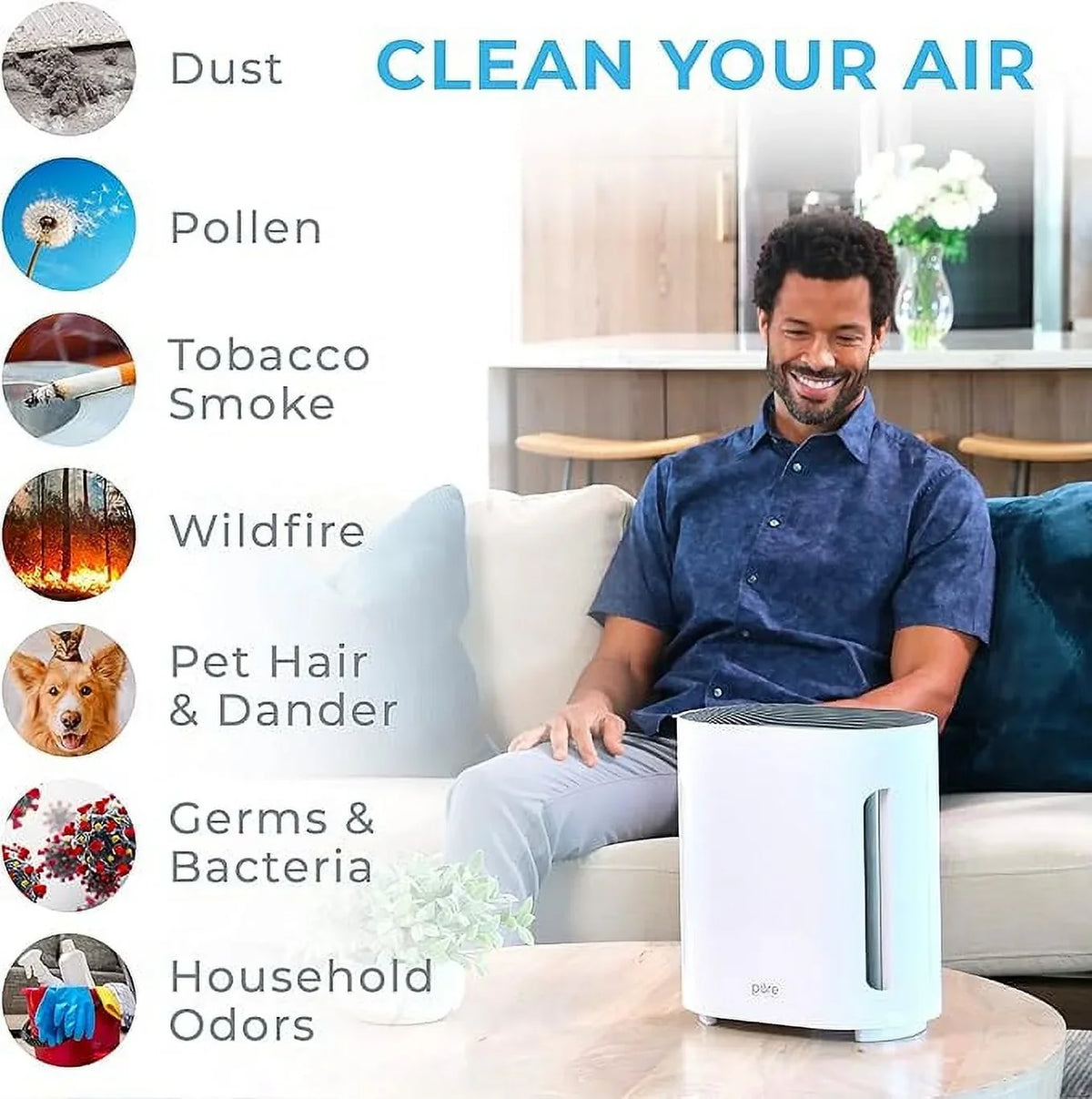 & Box - Pure Bedroom Purifier Open for Living Room PureZone Air PEAIRPLG White Enrichment