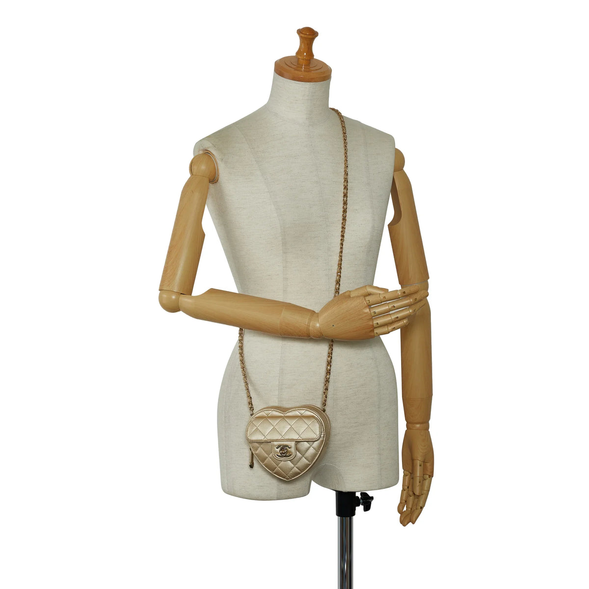 Authenticated Heart Mini Pre-Owned Bag Gold Unisex in CC Crossbody Crossbody Lambskin Love Chanel (Good) Leather