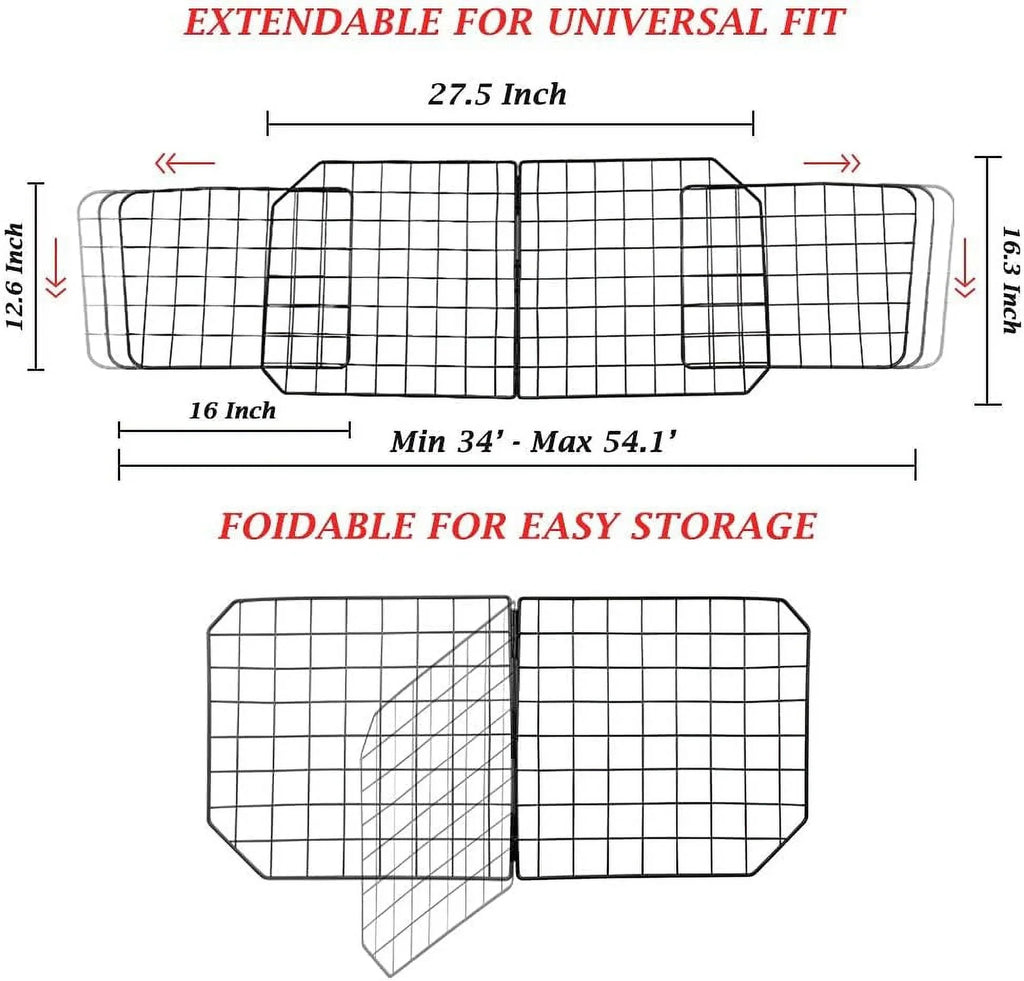 Cars Dog with Duty Mesh for Car Pet Black—Safety in Vehicles, SUV, Barrier Cars Wire Seat Front Dividers Barriers—Heavy Adjustable Fence Travel