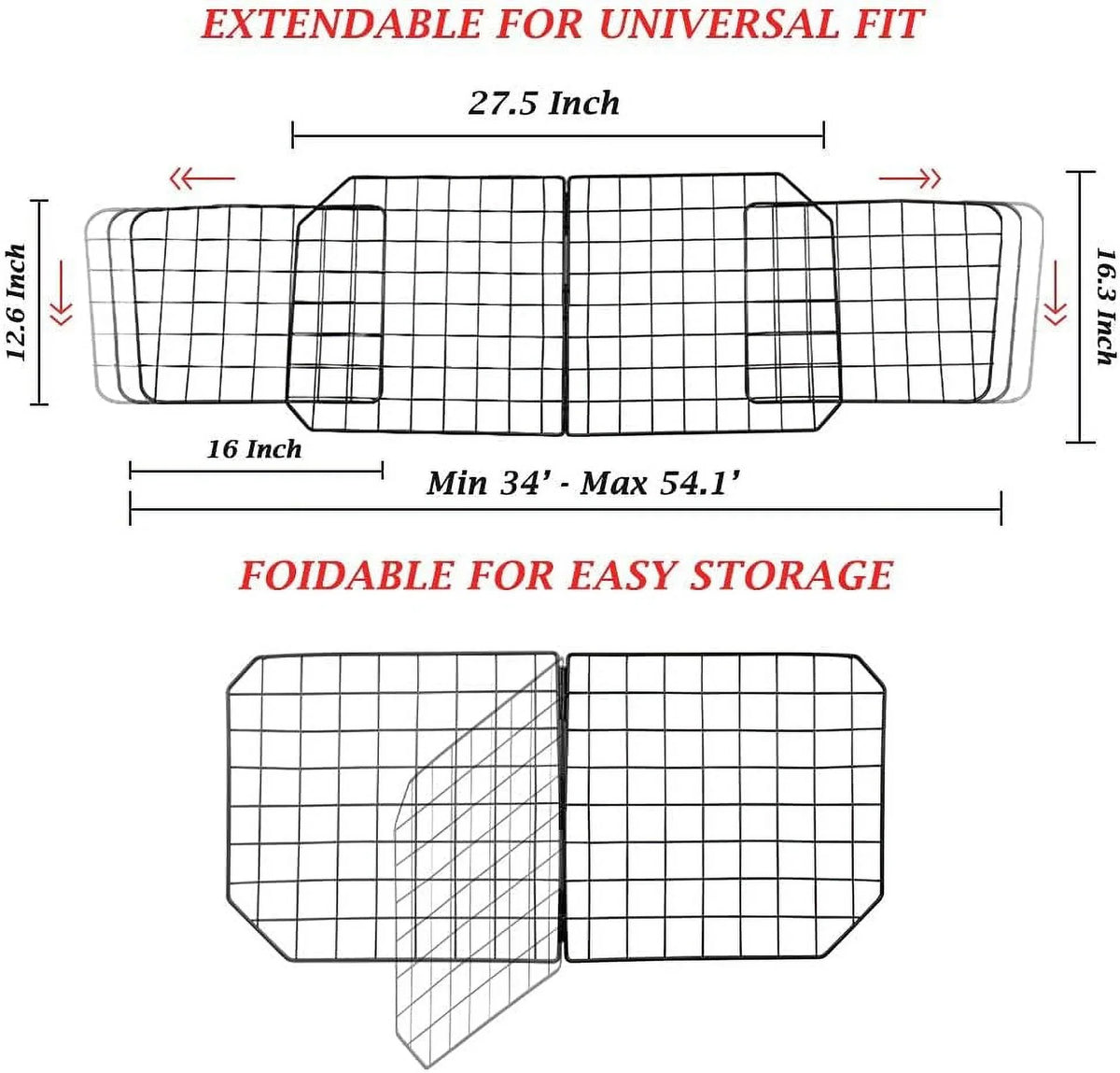 Cars Dog with Duty Mesh for Car Pet Black—Safety in Vehicles, SUV, Barrier Cars Wire Seat Front Dividers Barriers—Heavy Adjustable Fence Travel
