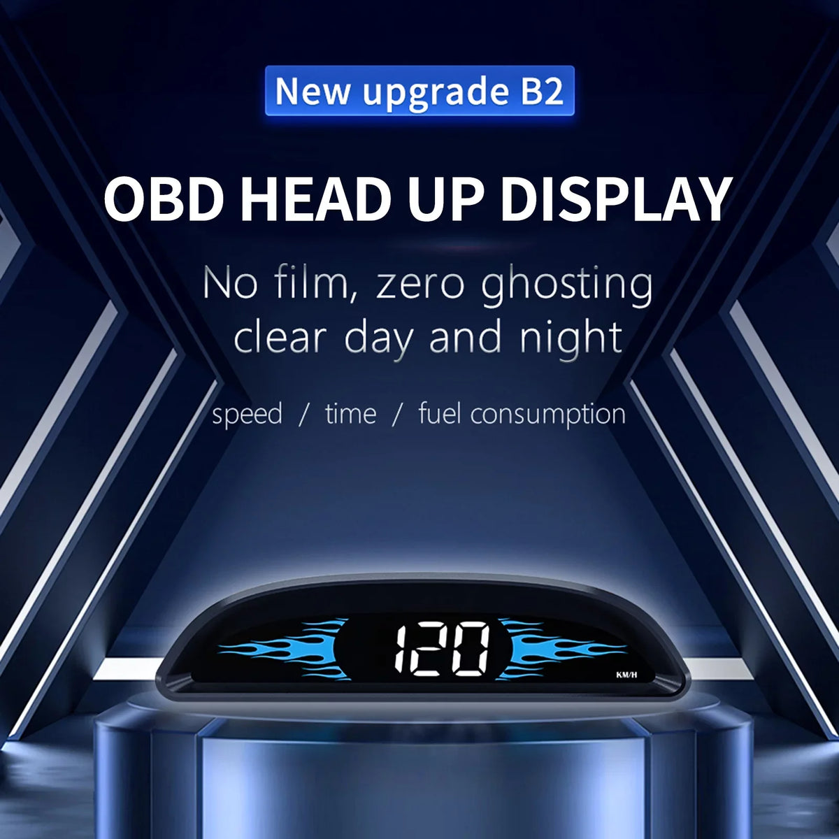 Car B2 Display, Head-Up Nebublu Speedometer for Multi-Functions Safety Detector Improved Driving Diagnostic