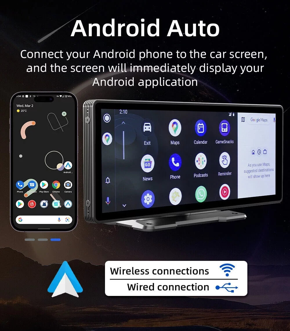 Control,AUX Link, Portable & Radio Android Cable Vehicles Car 10.26" Stereo Car Wireless Bluetooth5.0, Voice Navigation, Apple Touchscreen, CarPlay Maps Mirror Auto,