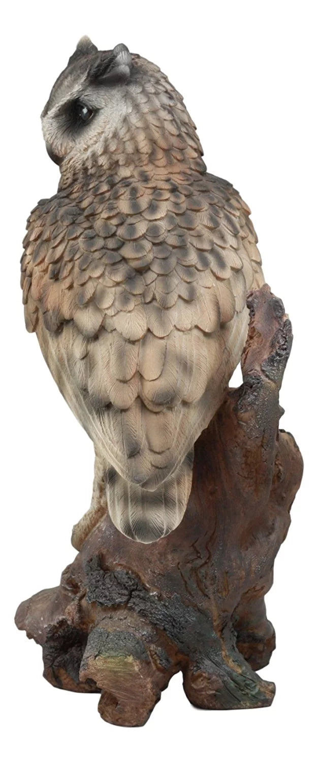 Owl Nature Lifelike Figurine Ebros Nocturnal With Glass Owl Tree Eagle Perching Statue Taxidermy 14.25"Tall Eurasian Realistic Wildlife On Eyes