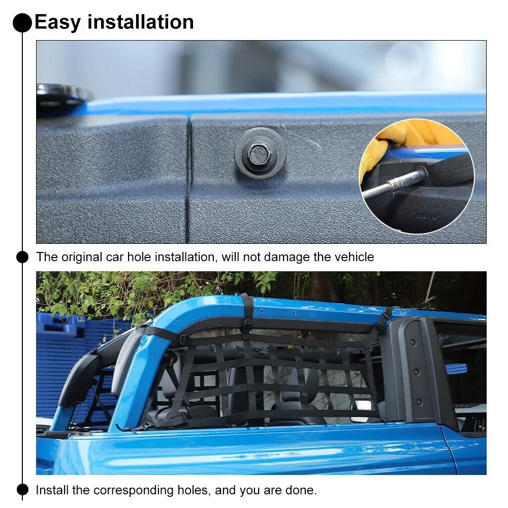 Mesh Door Teledu Trunk Side Cargo Protective 21+2 Restraint 2x Rear Net