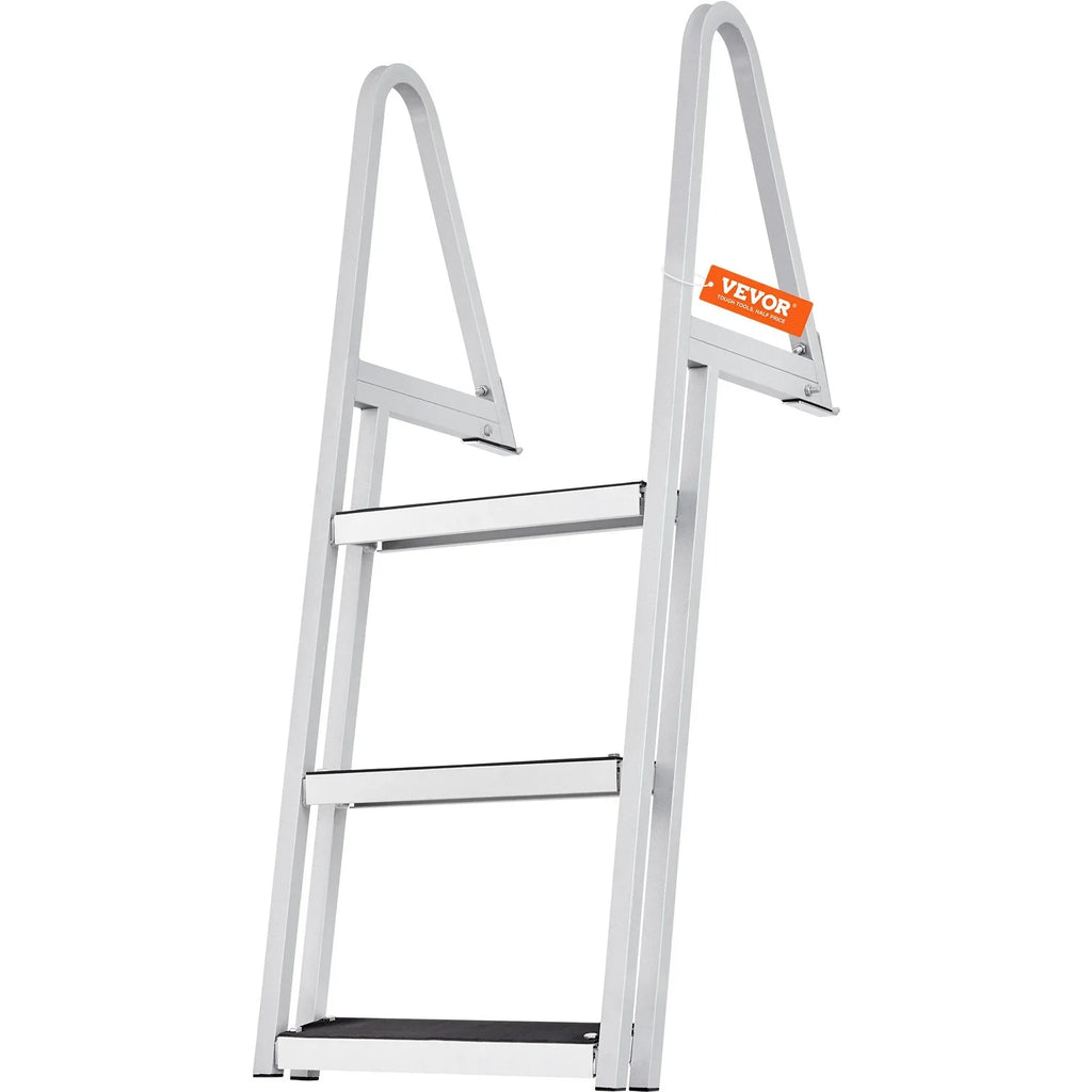 for Boats, - Removable with VEVOR Aluminum Dock 4'' Wide Alloy Pools 3-Step Nonslip Ladder Capacity, 350 Installation Access Lakes, Steps, Marine & Simple lbs