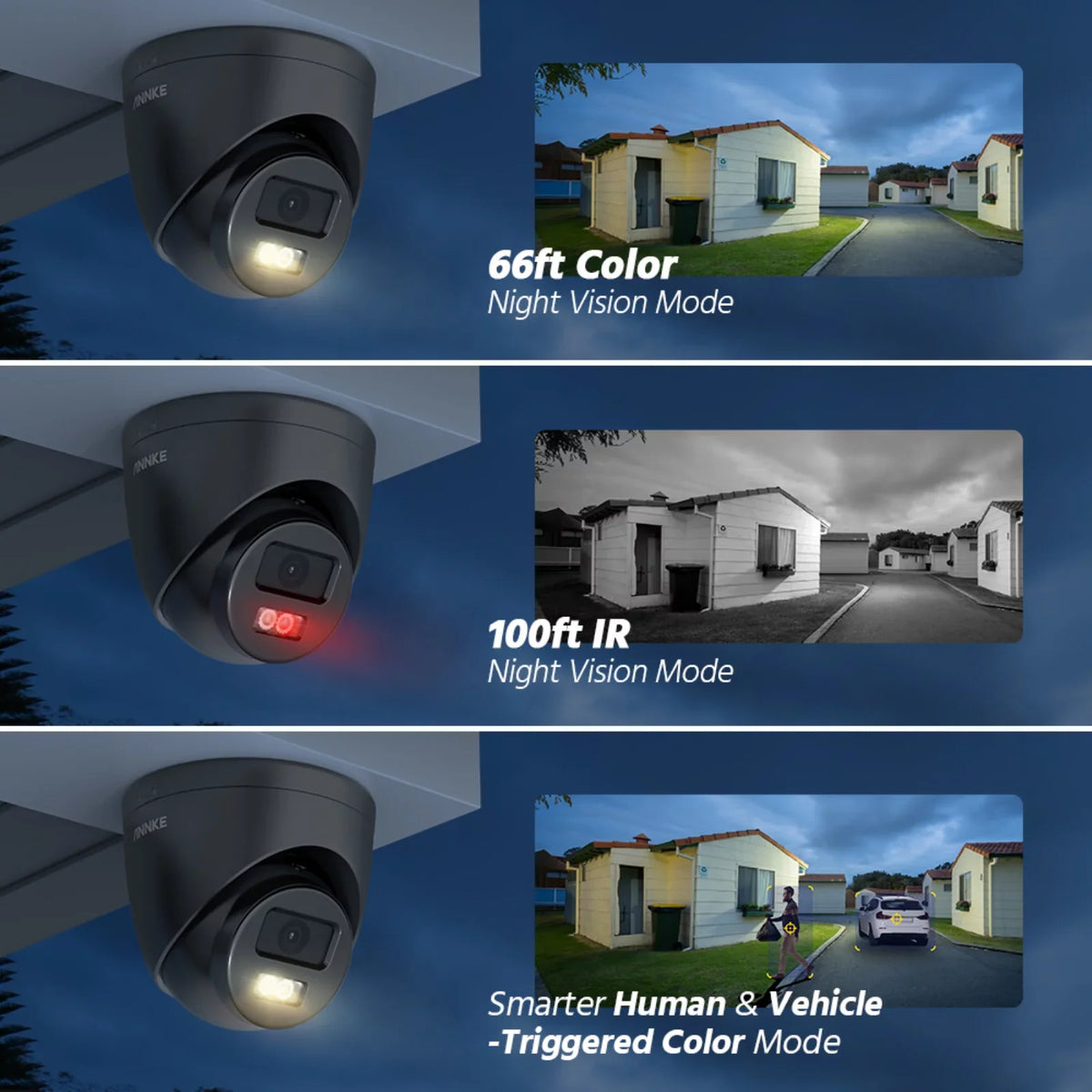 PoE 3K for Security, Turret Black Vision, dB Light, Detection, 2.8mm Mic Smart Surveillance Built-in Lens, Cameras Night ANNKE Color 120 Dual Home WDR, Camera, Outdoor Security Wired AI Human/Vehicle