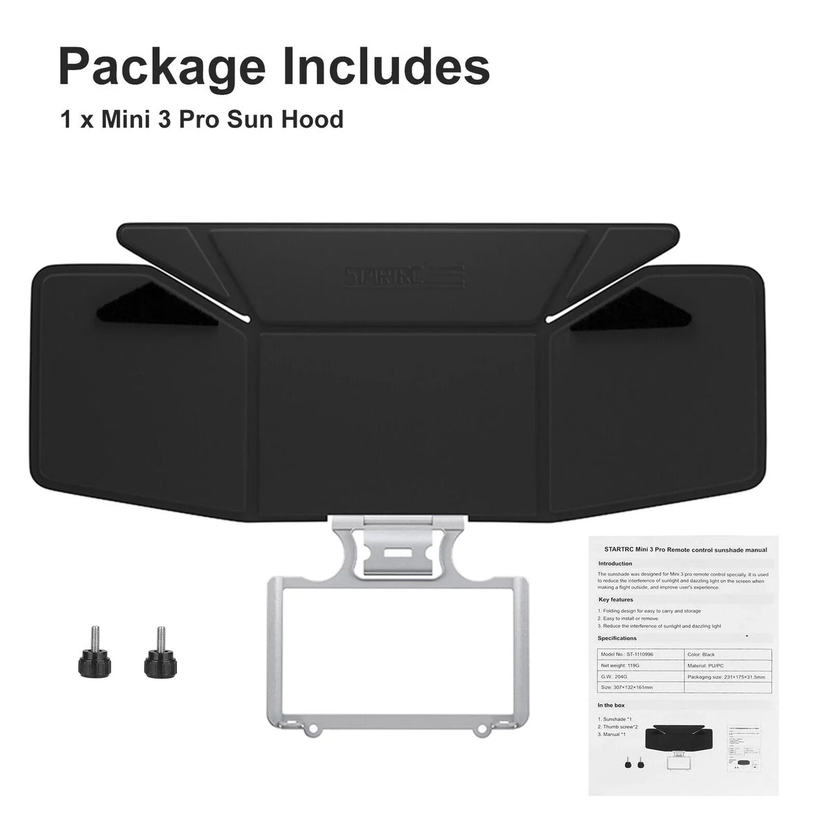 RC Pro Accessories for DJI Mini Sunshade Hood Protector Cover 3 Controller Sun