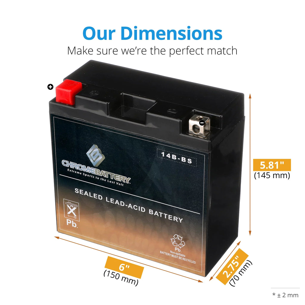 (14b-bs 12 Battery Performace Ah, Power Cca) Volts,12 Sports High Battery Chrome Yt14b-bs 135