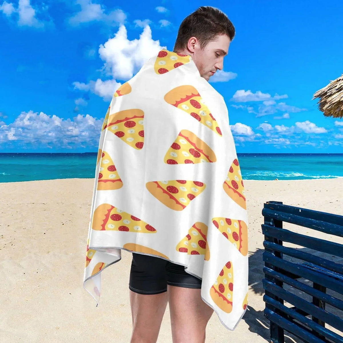 Lightweight Beach - Holiday Slices Towel Absorbent Bestwell Compact Pizza Dry Towels Swimming Super - for Towel Quick Camping （573） Oversized Travel