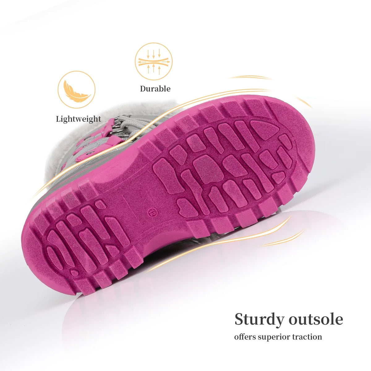 Ankle Boots GREY/FUCHSIA 5 Faux Soft Pairs Big Winter Fur-Lined Warm Toddler Kid Boots FORESTER Dream Kids Boys Shoes Size Snow Girls