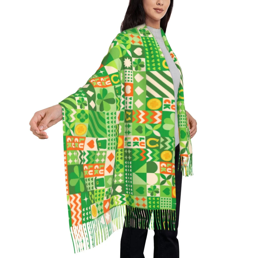 Warm Art Soft Cashmere Wrap Shawl Feel Print For Large Women Bingfone Elegant Patrick's St Day6 Scarf Scarves Gifts- Winter