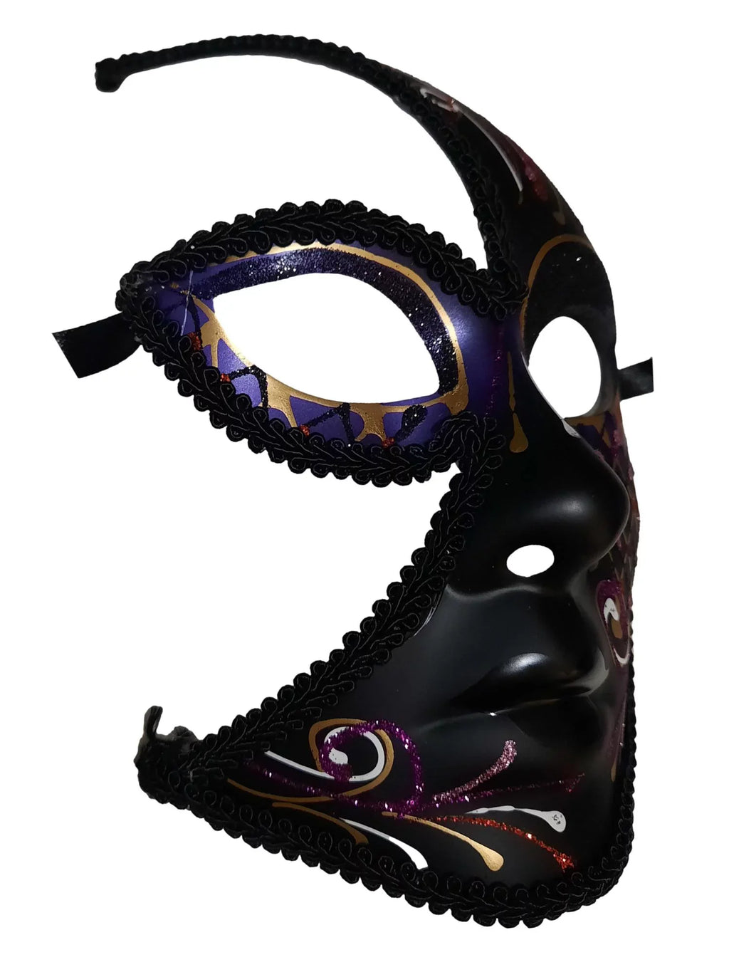 Fancy Red Masquerade Mask Black Out Full Cut