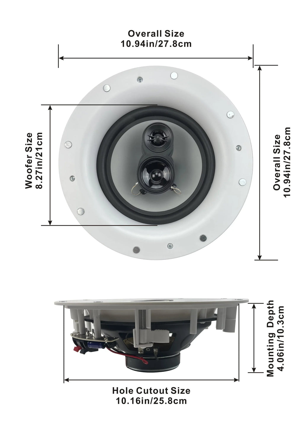 Pair Audio Acoustic Speaker Home Frameless 3 Ceiling 8" Pack 5 Way Speakers In Theater CSic84