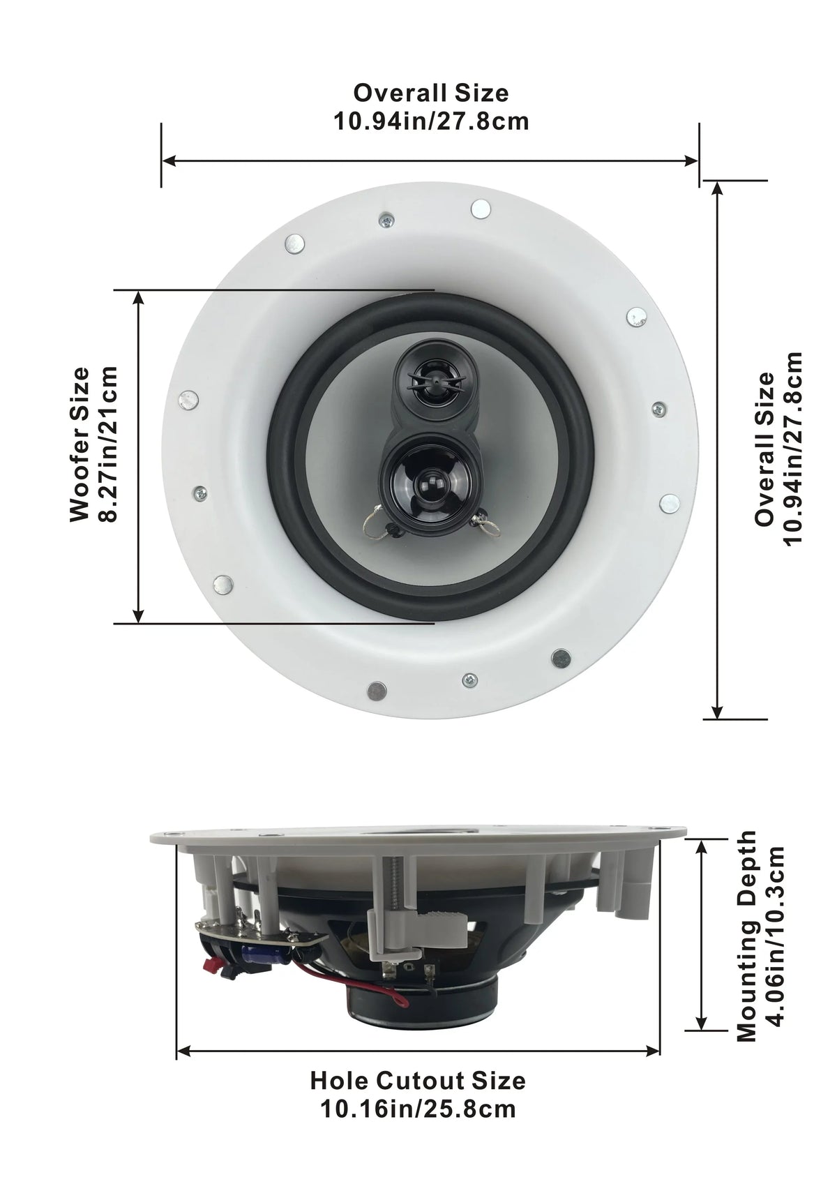 Pair Audio Acoustic Speaker Home Frameless 3 Ceiling 8" Pack 5 Way Speakers In Theater CSic84