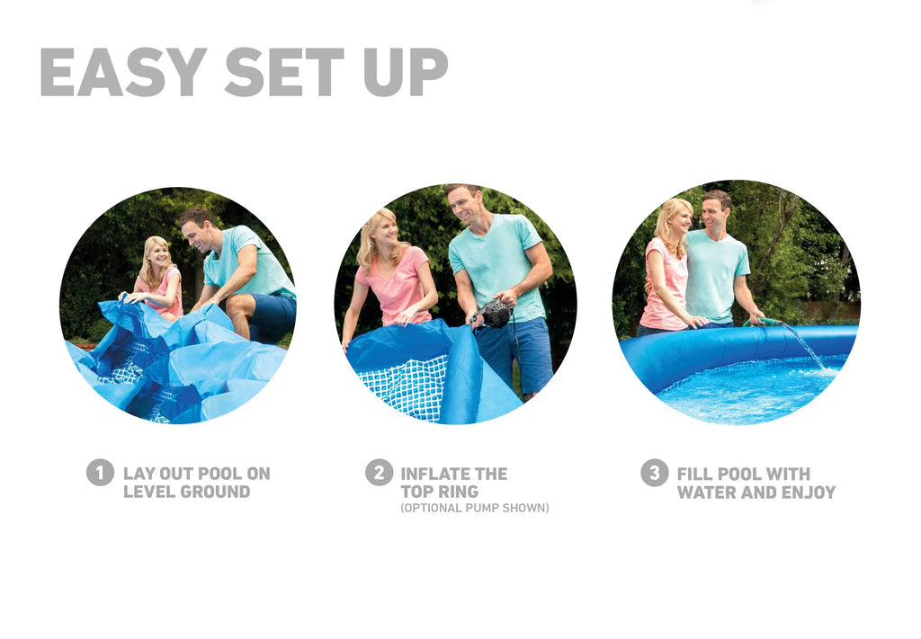 x 42" Intex Kit 15' Portable Inflatable and Pool Maintenance Swimming Set Easy