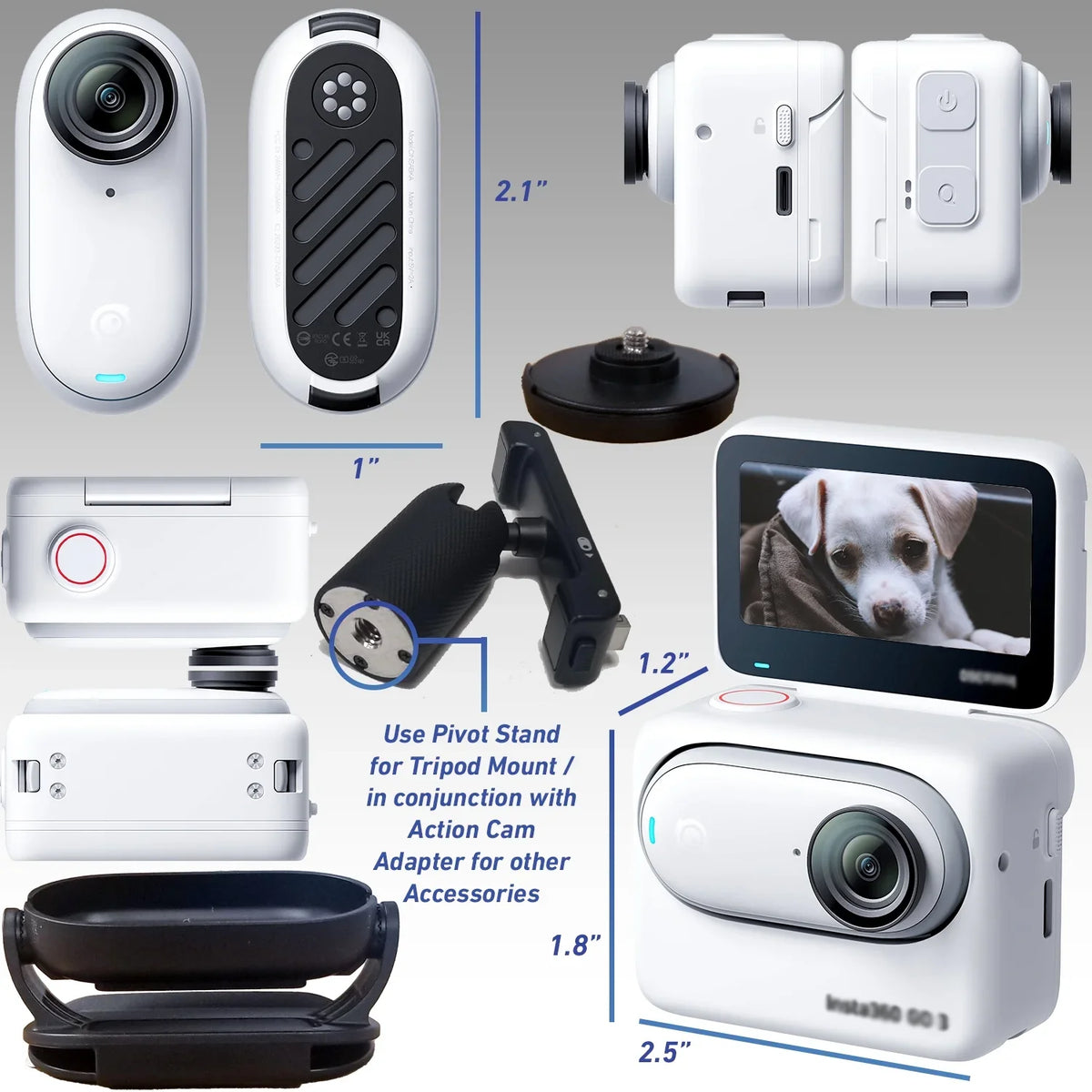 Advanced Ultimaxx Includes: Bundle) Mini 3 Action GO Bundle Camera Action (25pc Cam More Insta360 Metal Mounts, Adapter Dolly & - for 1/4” Screw (128GB)