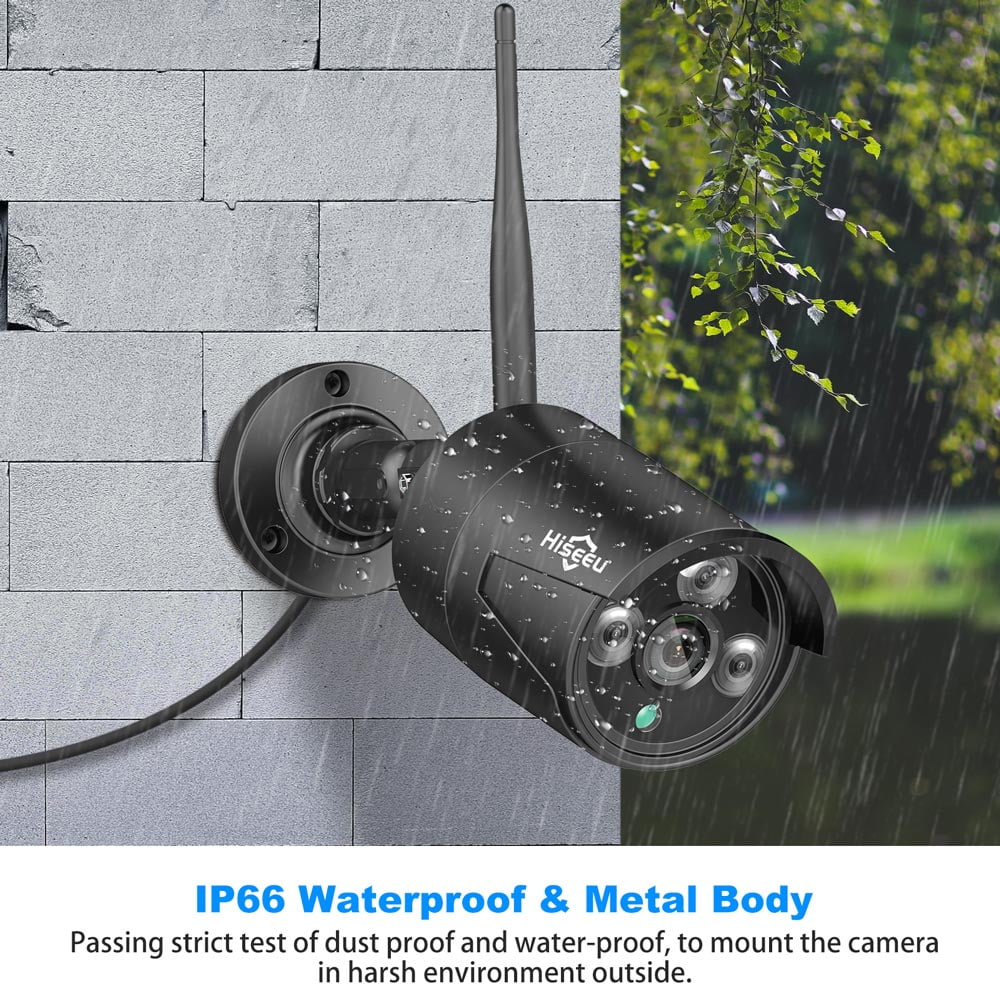 Vision, Monitor, NVR, Hiseeu Camera 10 WiFi) 4Pcs Channel Only 10.1'' with 2.4Ghz Recording, Night Waterproof, 1TB Home System with Wi-Fi (Supports Audio Security Hard Wireless Drive, Camera Security