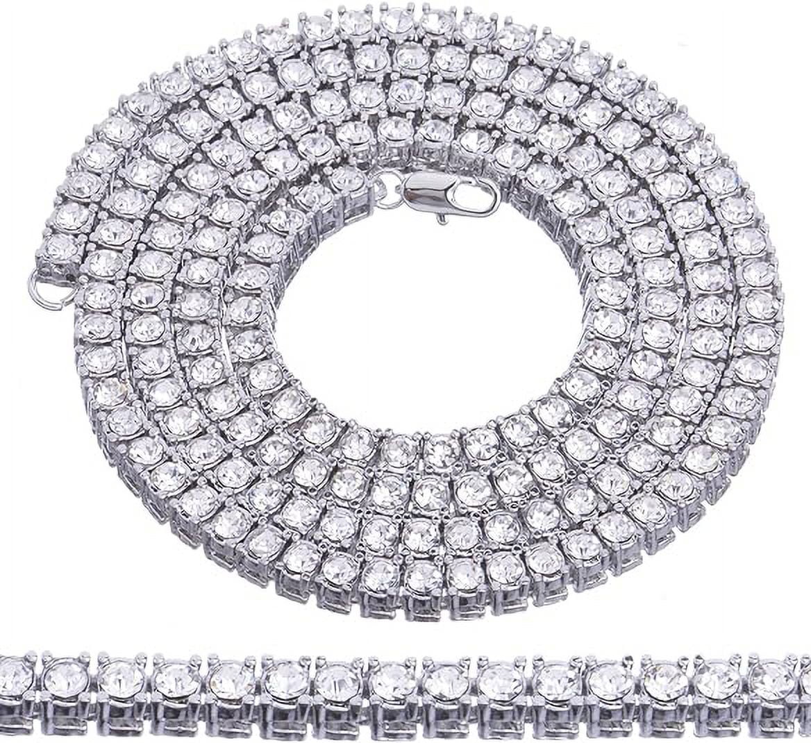 pc Tennis Silver 16" Hip Plated Set Chain Double Row Luxury 18" + 2 Hop 3 Bracelet 8" and