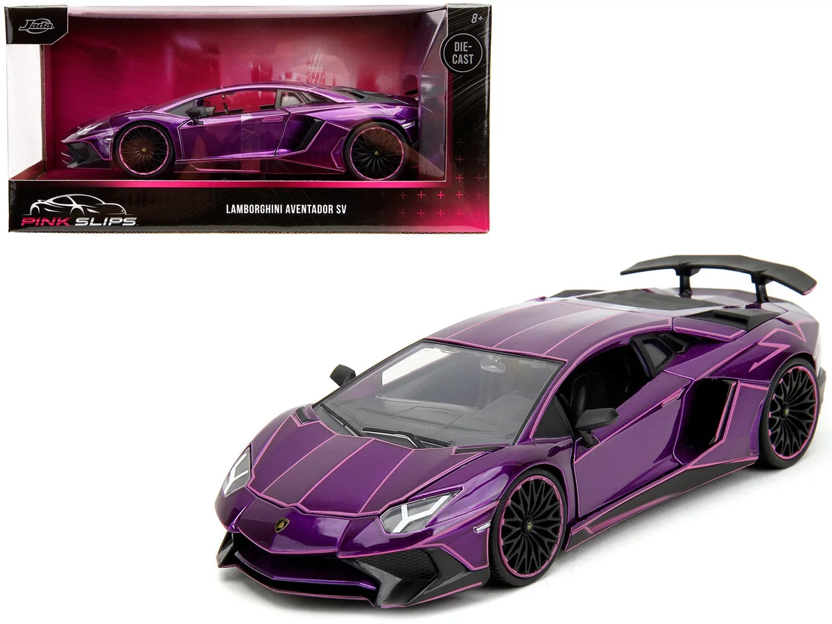 Model Jada Lamborghini with Purple Candy Aventador Graphics by SV Car Slips" Pink Series Diecast 1/24 "Pink