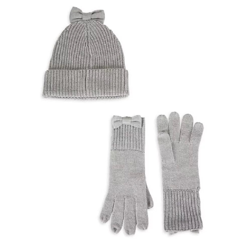 York & Set Heather Kate Size Accessories Gloves Womens New Spade One Bow Beanie Gray Cable