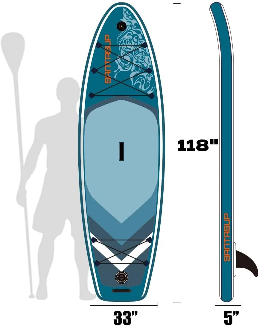 Accessories, Fishing Surfing, with for Stand for Wide Board Deck, Adults, Premium & Non-Slip Max 11'x33 Youth SUP x6 Stance, 330lbs Inflatable Up & Paddle