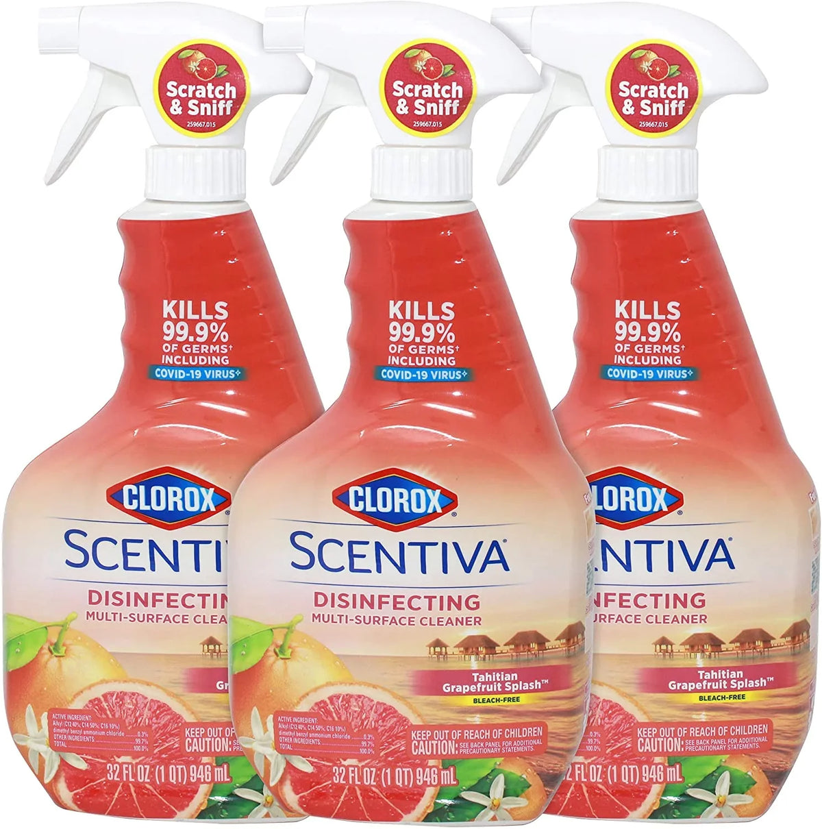 of Ounce Bleach Grapefruit Scentiva (Pack Multi Splash Cleaner 3) Tahitian Clorox Fl 32 Free, Surface