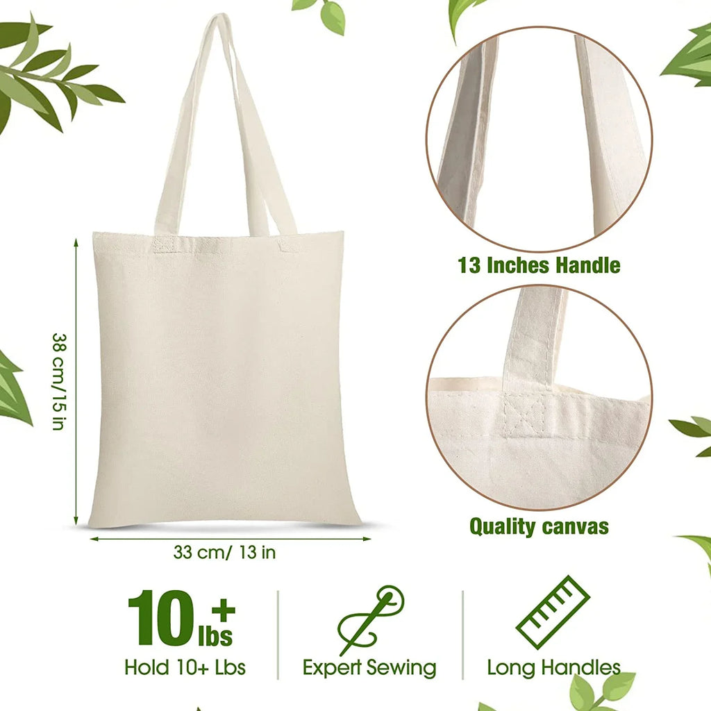Pack Bag 36 x Blank with DIY 13 Lightweight Reusable Canvas Grocery Crafts Cloth 15 Bag Inch Shopping for Bulk Advertising Activity for Gift Handles Tote Cotton Women Bag Christmas