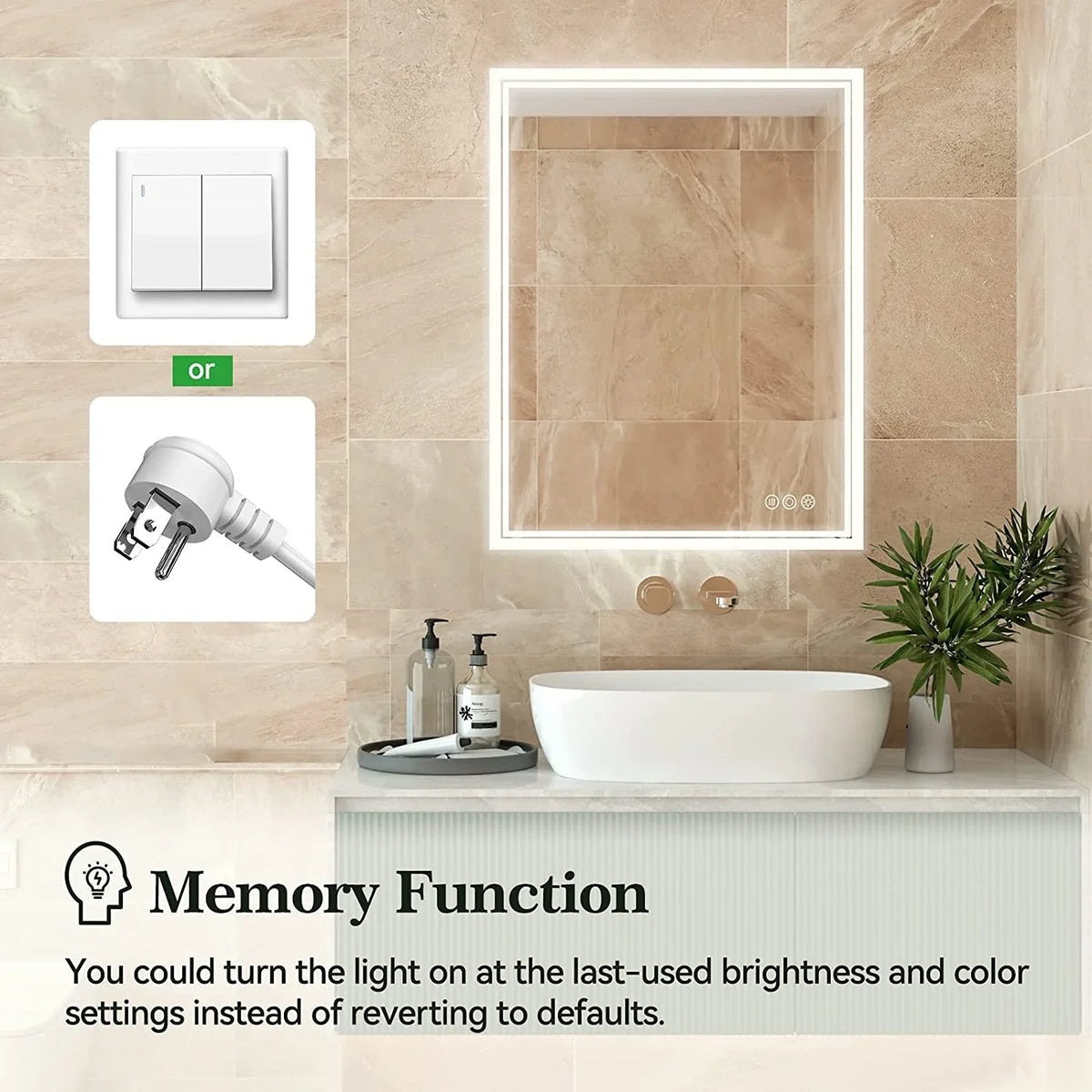 36x28 Wall-Mounted LED Mirror, Bathroom Touch with Backlit LED Mirror Bathroom Mirror, ANTEN Lights, Dimmable Inch Vanity Mirror Sensor, Bathroom Anti-Fog, Lighted 3000K-6000K,