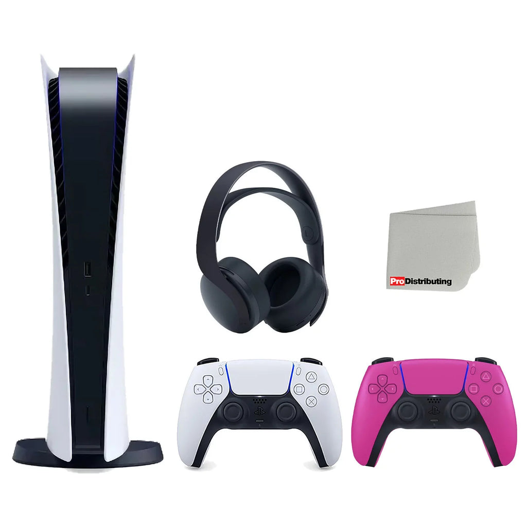 Headset PULSE Cleaning Digital 5 Playstation Cloth Bundle 3D Black with Pink Console and Controller Sony with Extra Edition