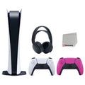 Headset PULSE Cleaning Digital 5 Playstation Cloth Bundle 3D Black with Pink Console and Controller Sony with Extra Edition