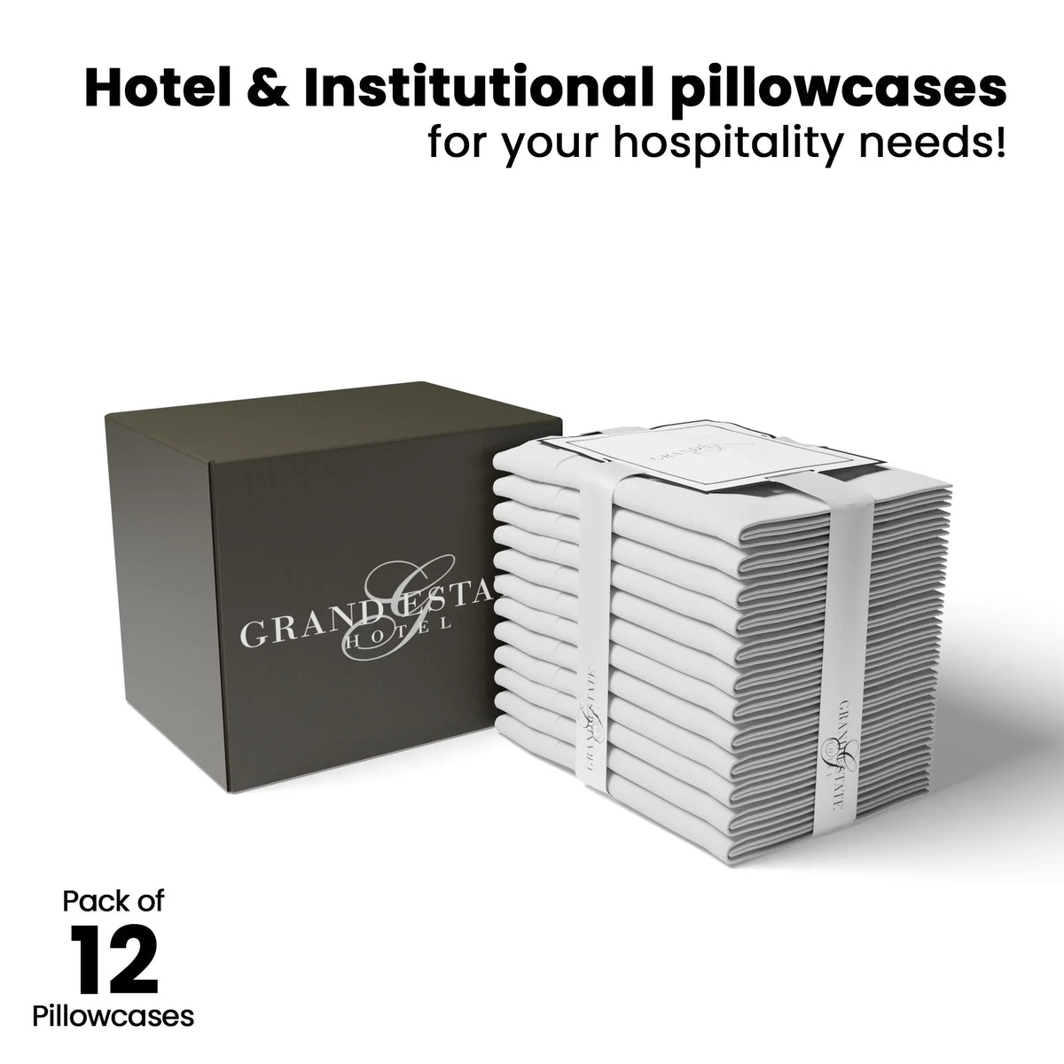 100% Pillowcases, Grand Standard Estate White Hotel & Pcs Cotton 12 by Super-Soft Silky