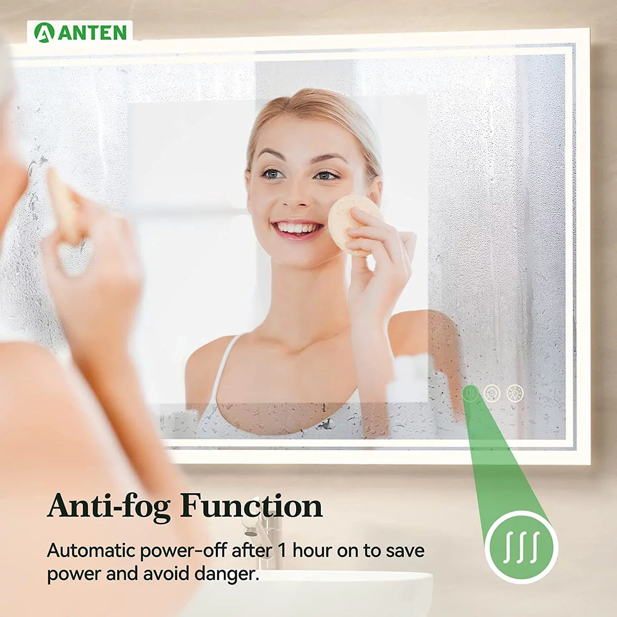 36x28 Wall-Mounted LED Mirror, Bathroom Touch with Backlit LED Mirror Bathroom Mirror, ANTEN Lights, Dimmable Inch Vanity Mirror Sensor, Bathroom Anti-Fog, Lighted 3000K-6000K,