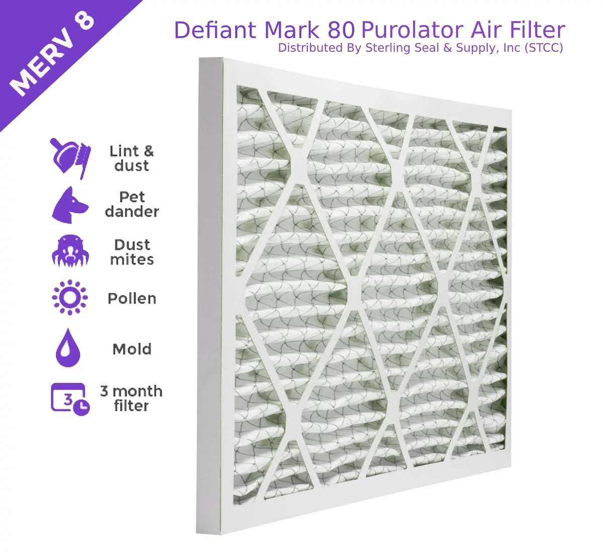 Filter, Mechanical Purolator Extended 18x24x1, 8, MERV Pack) Air (6 Surface Pleated DMK80