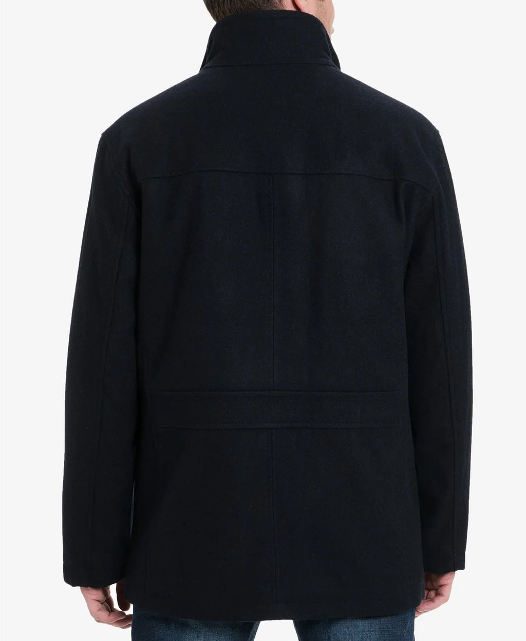 Charcoal, Men's Button Wool Front Coat, London Blend Medium Fog Car