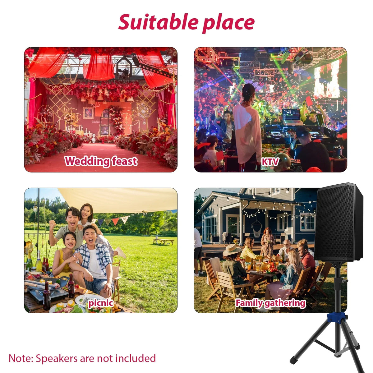 point Studio Base Heavy for Stand with Bracket, Three Speaker Duty Speakers Telescoping Carevas Height, Triangle