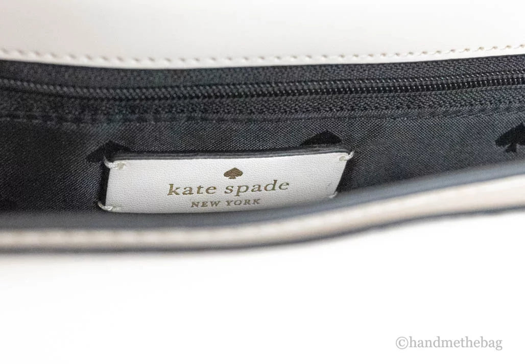 Handle Puffy Purse Bag Spade Flap Black Kate Crossbody Top Leather Colorblock