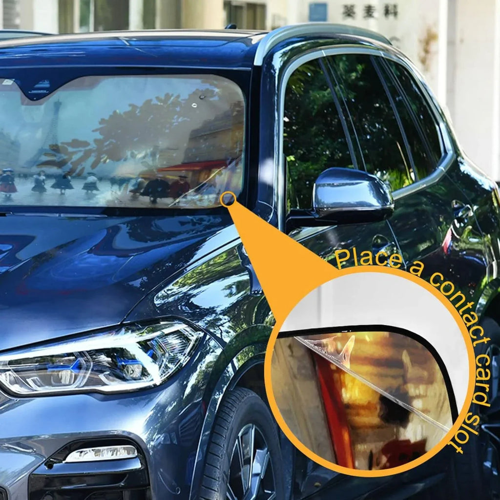 Landscape Blocks UV Protect for Sun Wellsay Keep Windshield Sunshade Cars,SUVs,Trucks-55×27.6in Car Cool to Old Accessories Protector Rays Visor Paris Shade,oldable and