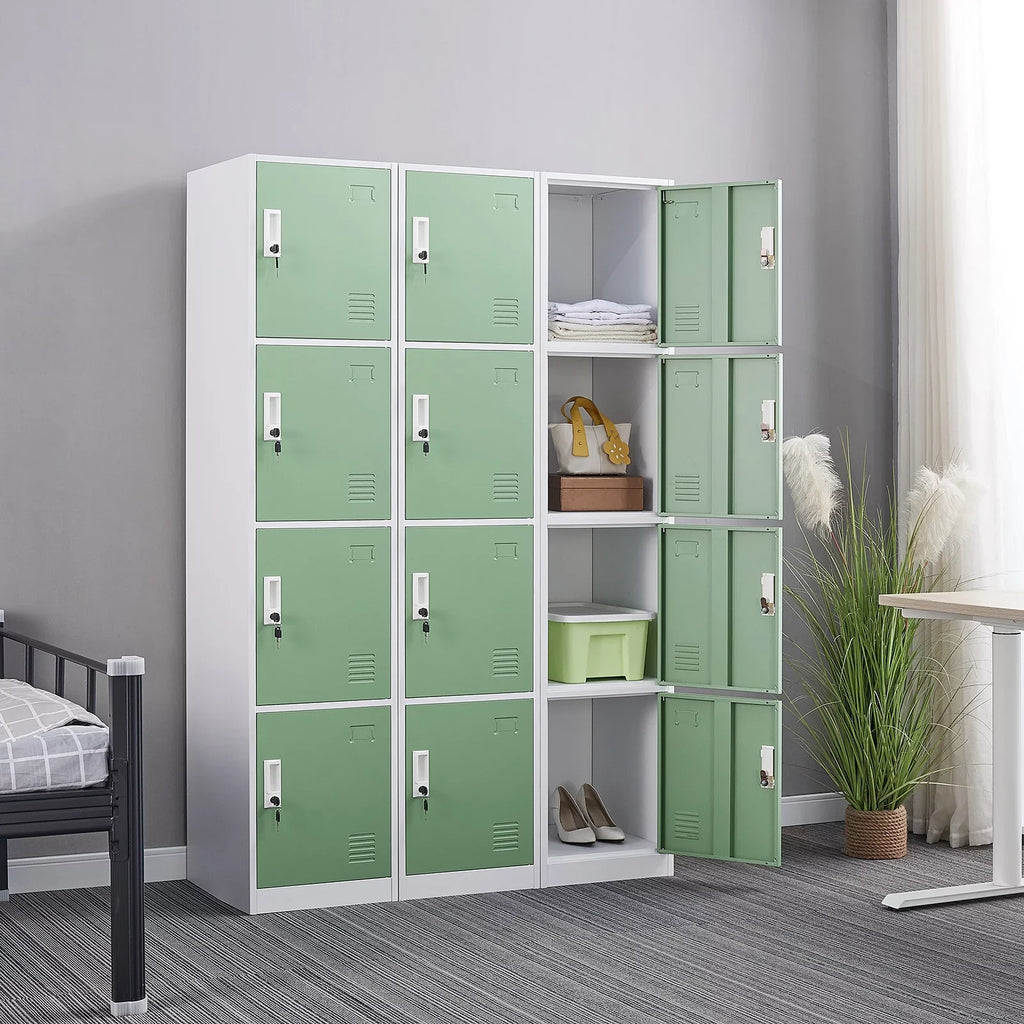 Box, Storage Ouyessir Office School, Lock 71 Lockers Green Locker Cabinet Gym, Metal 4-tier Employee High inches for Home, -