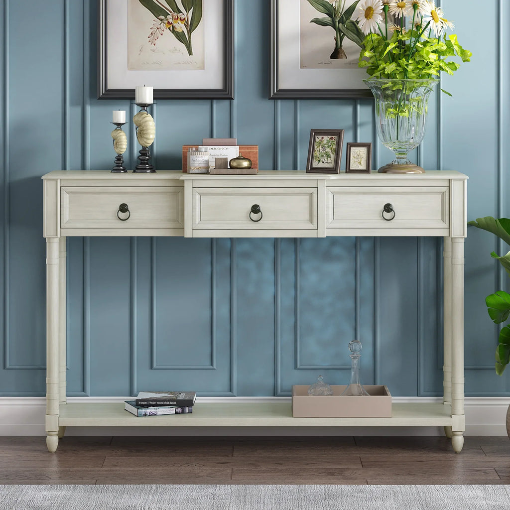 with for WF189574AAK) Long (Antique Console Entryway Table Projecting White, OLD Table with SKU: Drawers and Sofa Shelf Drawers