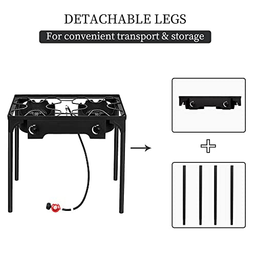 Knobs BBQ, with Gas Backyard Cooker Cooking, Stove and 150,000 Cooking, for Removable 2 Legs, Outdoor Control BTU Frying Outvita for Burner Temperature Baking Propane Camping