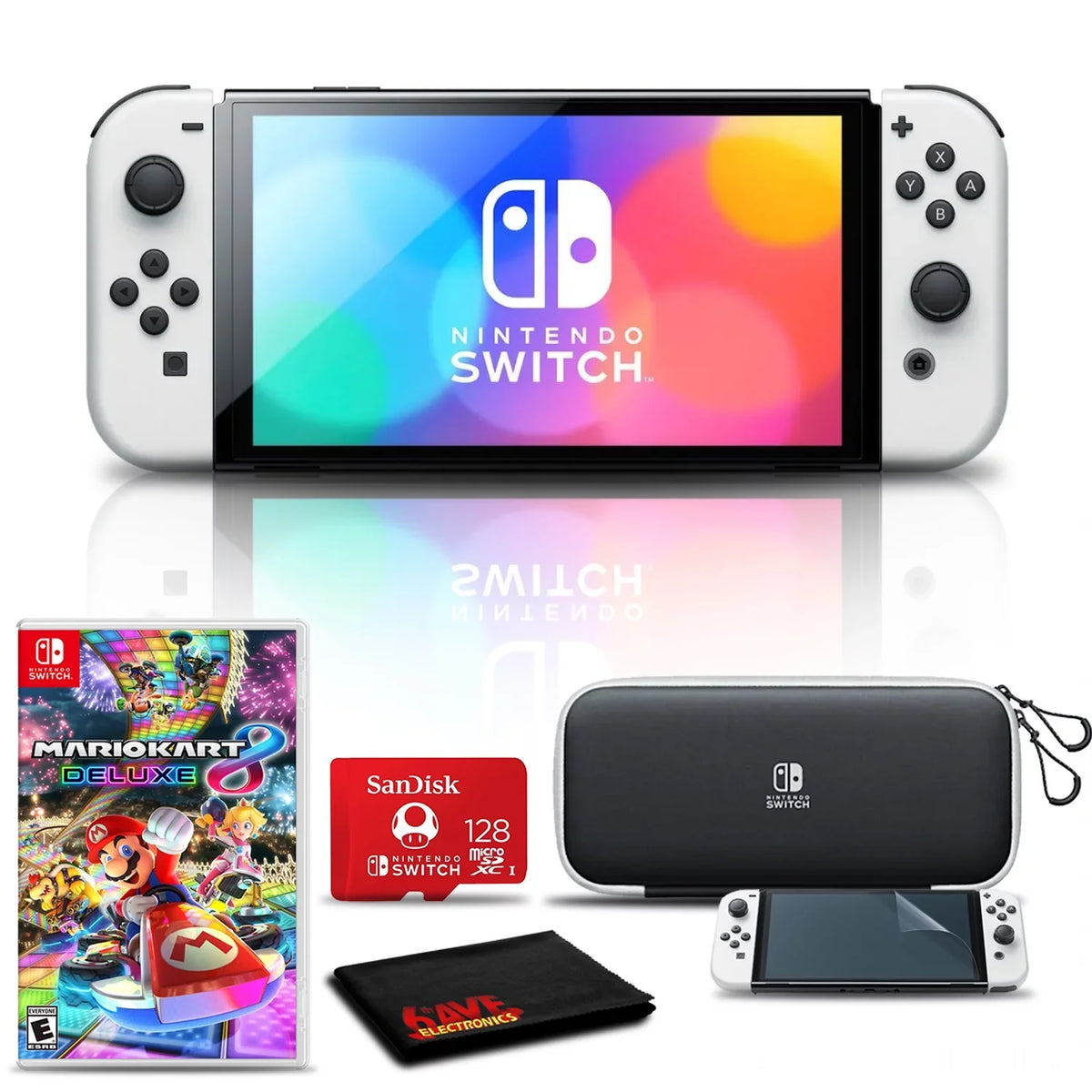 '+ White 8 Luigi, OLED Nintendo Card Switch 128GB Mario - & Deluxe Peach Character More Kart Group -