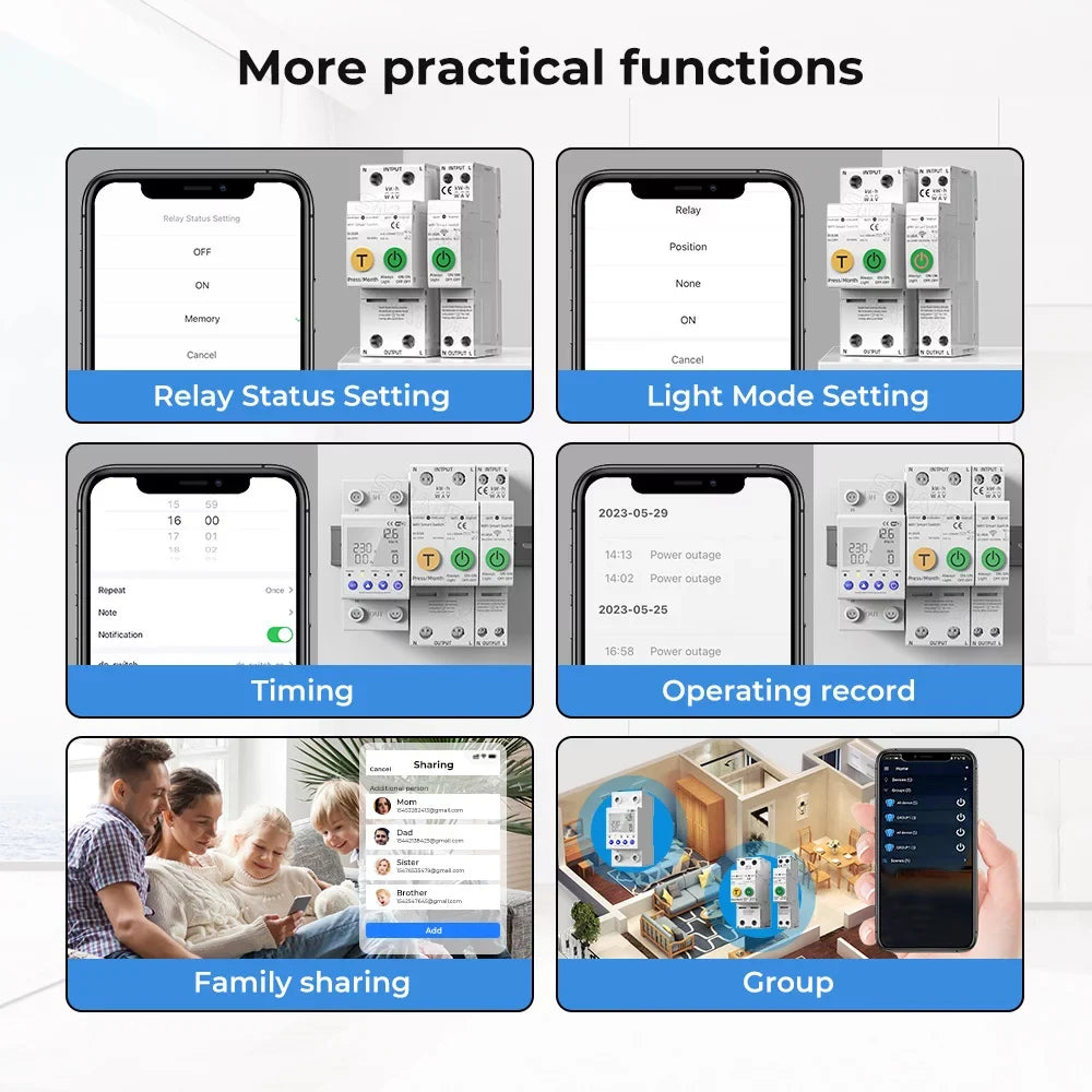 for Current Protections Intelligent Multifunctional Mobilephone Voltage Settable WiFi Control Voi with Protector Htovila Automatic APP Values Assistant Reclosing Compatible Meter